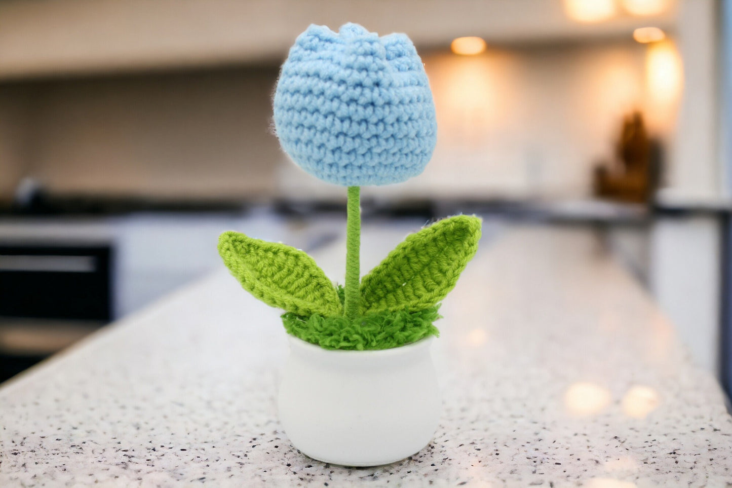 Crochet Flowers in White Pot, Classroom Teacher Gift Handmade Best Friend Gift. Office Desk Decor for Coworkers. Funny Birthday Gag Gifts