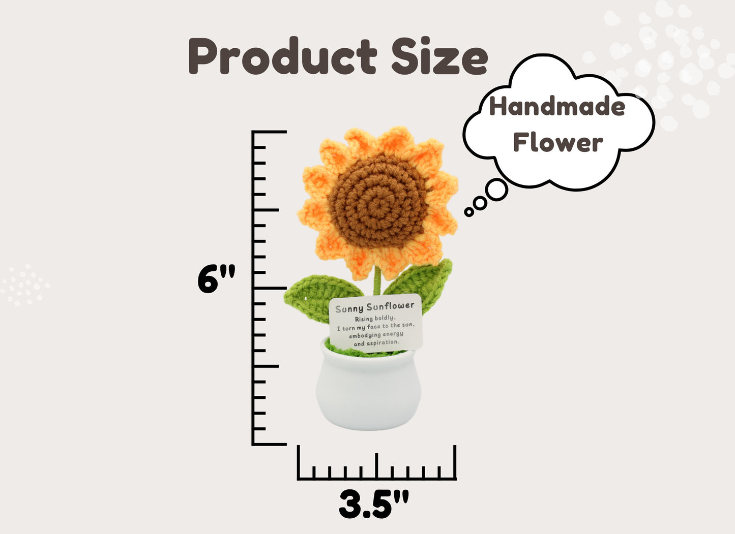 Crochet Flowers in White Pot, Classroom Teacher Gift Handmade Best Friend Gift. Office Desk Decor for Coworkers. Funny Birthday Gag Gifts