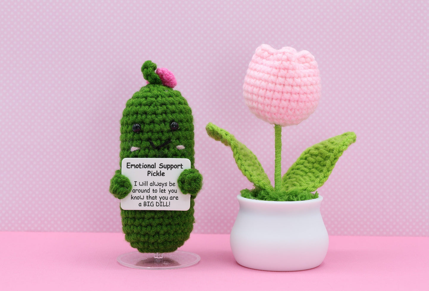 Handmade Positive Potato, Emotional Support Pickle Crochet, Funny Best Friend Gift. Teacher, Co Worker, Gifts for Her. Supportive Gift.