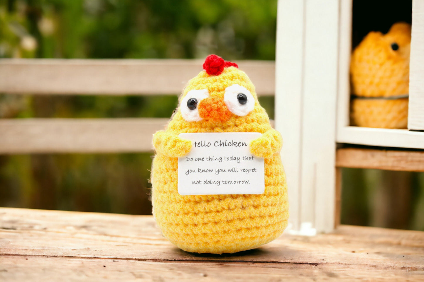 Hello Chicken Brave Positive Potato, Emotional Support Crochet Pickle. Encouraging Christmas Gift.Holiday Present. Funny Gifts For Friends.