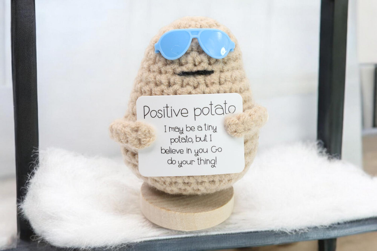 Handmade Positive Potato, Emotional Support Pickle Crochet, Funny Best Friend Gift. Teacher, Co Worker, Gifts for Her. Supportive Gift.