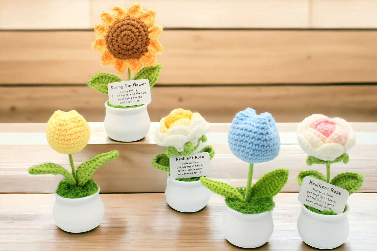 Crochet Flowers in White Pot, Classroom Teacher Gift Handmade Best Friend Gift. Office Desk Decor for Coworkers. Funny Birthday Gag Gifts