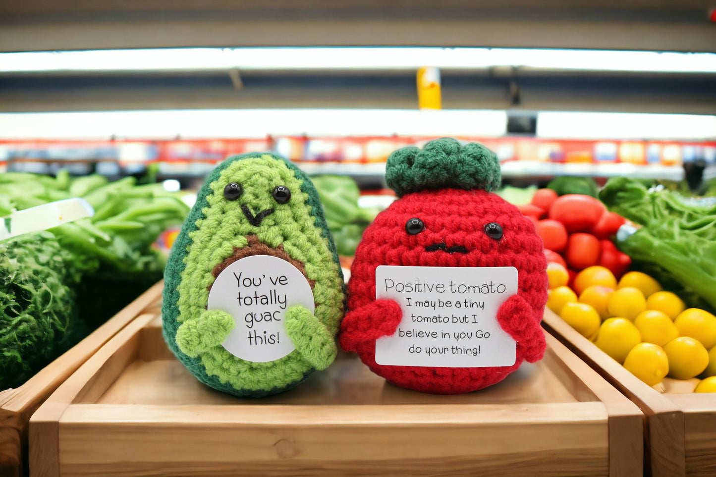 Positive Emotional Support Crochet Toy, Motivational Gift for Friends, Family, Coworker. Cute Funny Gag Gifts. Car Decor Charm