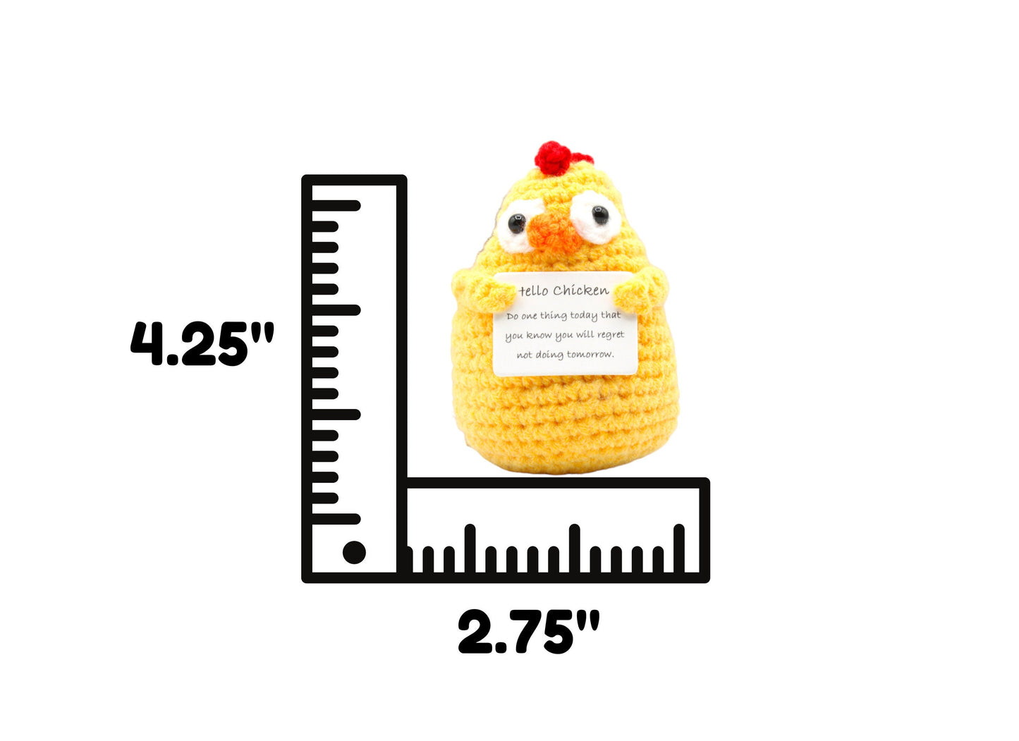Hello Chicken Brave Positive Potato, Emotional Support Crochet Pickle. Encouraging Christmas Gift.Holiday Present. Funny Gifts For Friends.